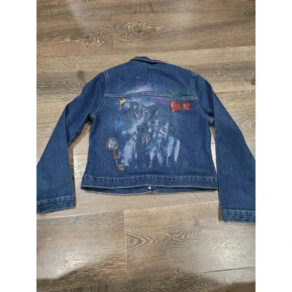 Children's Place Denim‎ Jacket Girls Size XL with painted pray for the wicked #r